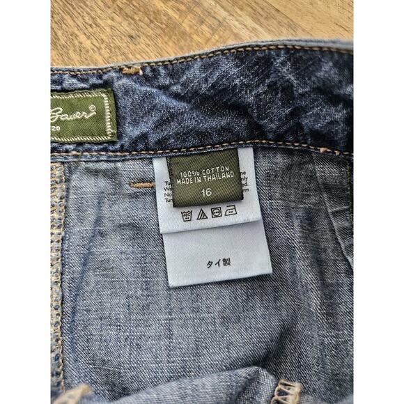 Eddie Bauer Dark Blue Denim Flat Front Zipper Mini Skirt Size 16 Outdoors Boho - Picture 7 of 10